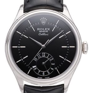 Rolex Herrklocka 50529-0007 Cellini Dual Time Svart/Läder Ø39 mm