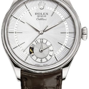 Rolex Herrklocka 50529-0009 Cellini Dual Time Silverfärgad/Läder