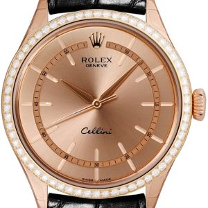 Rolex Herrklocka 50705RBR-0010 Cellini Time Champagnefärgad/Läder