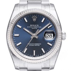 Rolex Oyster Perpetual Date Herrklocka 115234-0004 Blå/Stål Ø34 mm