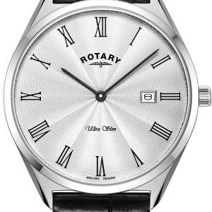 Rotary Herrklocka GS08010/01 Ultra Slim Silverfärgad/Läder Ø37 mm