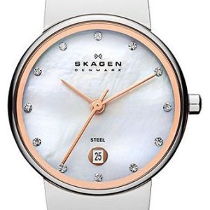 Skagen Damklocka 355SSRS Ancher Vit/Roséguldstonat stål Ø26 mm