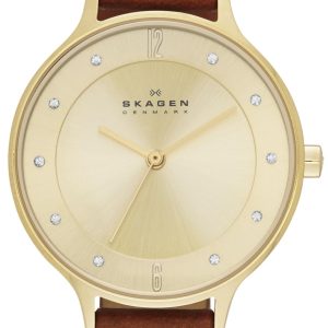 Skagen Damklocka SKW2147 Anita Gulguldstonad/Läder Ø30 mm