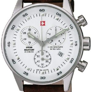 Swiss Military Damklocka SM34005.04 Chrono Vit/Läder Ø36 mm