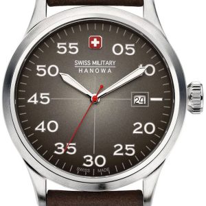 Swiss Military Hanowa Herrklocka 06-4280.7.04.009 Grå/Läder Ø43 mm