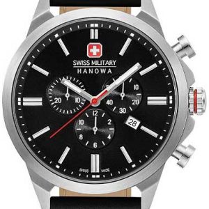 Swiss Military Hanowa Herrklocka 06-4332.04.007 Svart/Läder Ø45 mm