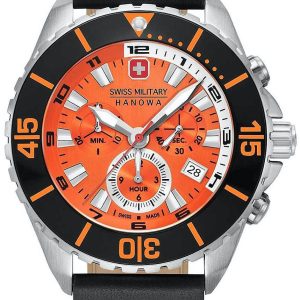 Swiss Military Hanowa Herrklocka 06-4341.04.079 Orange/Läder Ø44 mm