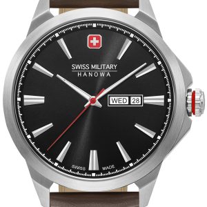 Swiss Military Hanowa Herrklocka 06-4346.04.007 Svart/Läder Ø45 mm