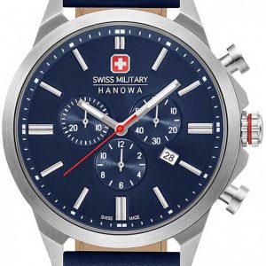 Swiss Military Herrklocka 06-4332.04.003 Hanowa Blå/Läder Ø45 mm