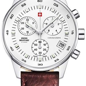 Swiss Military Herrklocka SM30052.04 Chrono Silverfärgad/Läder Ø41