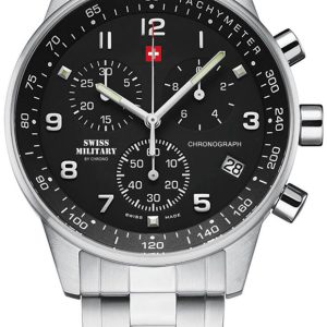 Swiss Military Herrklocka SM34012.01 Chrono Svart/Stål Ø41 mm