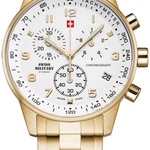 Swiss Military Herrklocka SM34012.03 Chrono Vit/Gulguldtonat stål