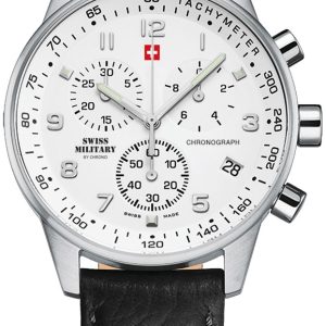 Swiss Military Herrklocka SM34012.06 Chrono Vit/Läder Ø41 mm