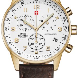 Swiss Military Herrklocka SM34012.07 Chrono Vit/Läder Ø41 mm