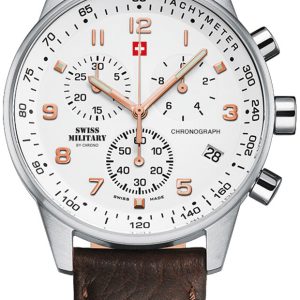 Swiss Military Herrklocka SM34012.11 Chrono Vit/Läder Ø41 mm