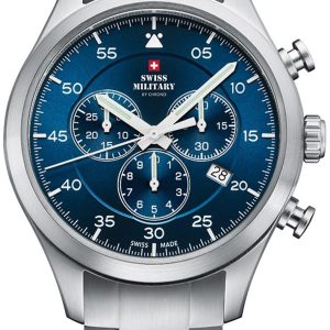 Swiss Military Herrklocka SM34076.02 Chrono Blå/Stål Ø43 mm