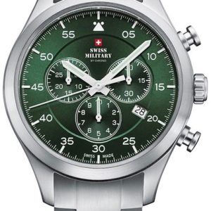 Swiss Military Herrklocka SM34076.03 Chrono Grön/Stål Ø43 mm