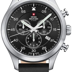 Swiss Military Herrklocka SM34076.04 Chrono Svart/Läder Ø43 mm