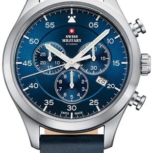 Swiss Military Herrklocka SM34076.05 Chrono Blå/Läder Ø43 mm