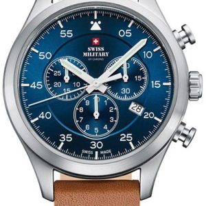 Swiss Military Herrklocka SM34076.06 Chrono Blå/Läder Ø43 mm