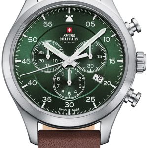 Swiss Military Herrklocka SM34076.07 Chrono Grön/Läder Ø43 mm