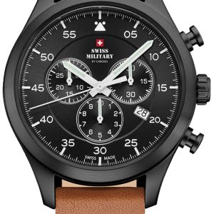 Swiss Military Herrklocka SM34076.08 Chrono Svart/Läder Ø43 mm