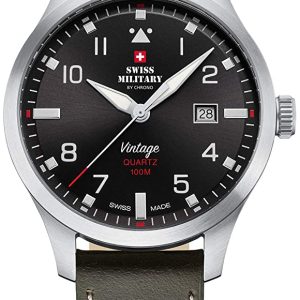 Swiss Military Herrklocka SM34078.04 Chrono Svart/Läder Ø43 mm