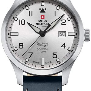 Swiss Military Herrklocka SM34078.06 Vintage Silverfärgad/Läder