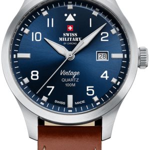 Swiss Military Herrklocka SM34078.07 Chrono Blå/Läder Ø43 mm