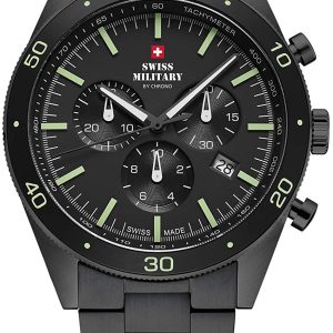 Swiss Military Herrklocka SM34079.03 Chrono Svart/Stål Ø43 mm