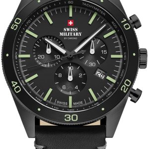 Swiss Military Herrklocka SM34079.08 Chrono Svart/Läder Ø43 mm