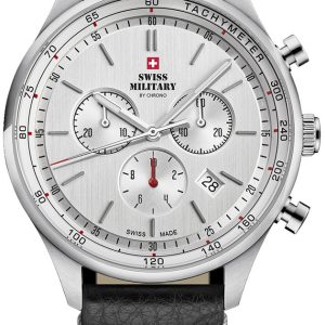 Swiss Military Herrklocka SM34081.07 Chrono Silverfärgad/Läder Ø42