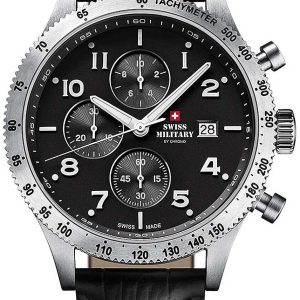 Swiss Military Herrklocka SM34084.05 Chrono Svart/Läder Ø42 mm