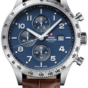 Swiss Military Herrklocka SM34084.06 Chrono Blå/Läder Ø42 mm