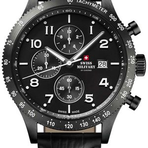 Swiss Military Herrklocka SM34084.07 Chrono Svart/Läder Ø42 mm