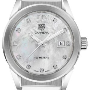 TAG Heuer Damklocka WBG1312.FC6412 Carrera Lady Vit/Gummi Ø36 mm