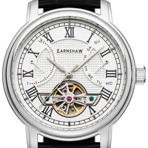 Thomas Earnshaw Herrklocka ES-8169-04 Longcase Silverfärgad/Läder