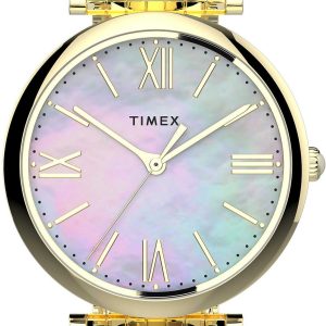 Timex Damklocka TW2T79100D7 Vit/Gulguldtonat stål Ø35 mm