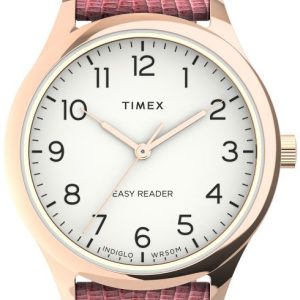 Timex Damklocka TW2U81000 Easy Reader Vit/Läder Ø32 mm