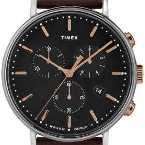 Timex Herrklocka TW2T11500 Fairfield Svart/Läder Ø41 mm