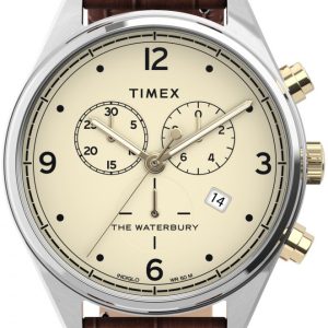 Timex Herrklocka TW2U04500 The Waterbury Beige/Läder Ø42 mm