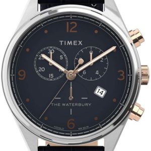 Timex Herrklocka TW2U04600 Blå/Läder Ø42 mm