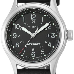 Timex Herrklocka TW2V07400 Expedition Svart/Läder Ø41 mm