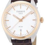 tissot herrklocka t101.410.26.031.00 pr 100 gent silverfärgad/läder