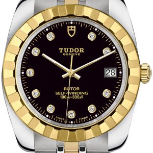 Tudor Classic Date 21013-0005 Svart/Gulguldtonat stål Ø38 mm