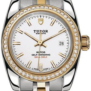 Tudor Damklocka 22023-0001 Classic Date Vit/Gulguldtonat stål Ø28 mm