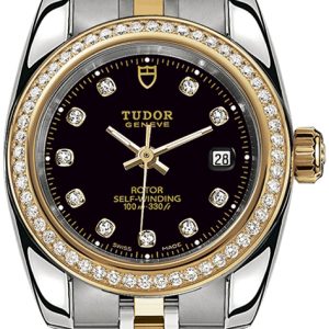 Tudor Damklocka 22023-0008 Classic Date Svart/Gulguldtonat stål Ø28