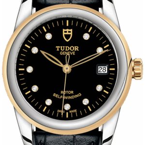 Tudor Damklocka M55003-0037 Glamour Date Svart/Läder Ø36 mm