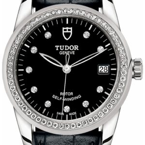 Tudor Damklocka M55020-0053 Glamour Date Svart/Läder Ø36 mm