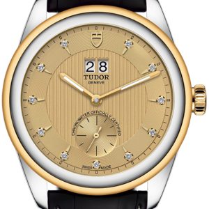 Tudor Herrklocka M57103-0024 Glamour Double Date Gulguldstonad/Läder